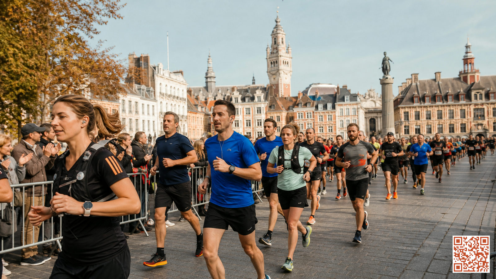Coureurs en compétition lors d'une course à pied dans une ville du Nord de la France