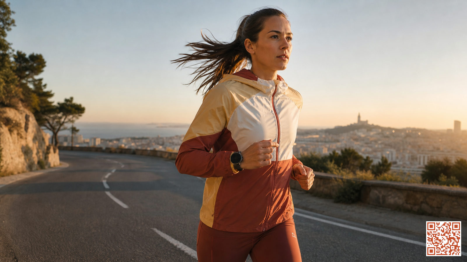 Coureur en action sur une route lors d'une séance de préparation marathon 4h00